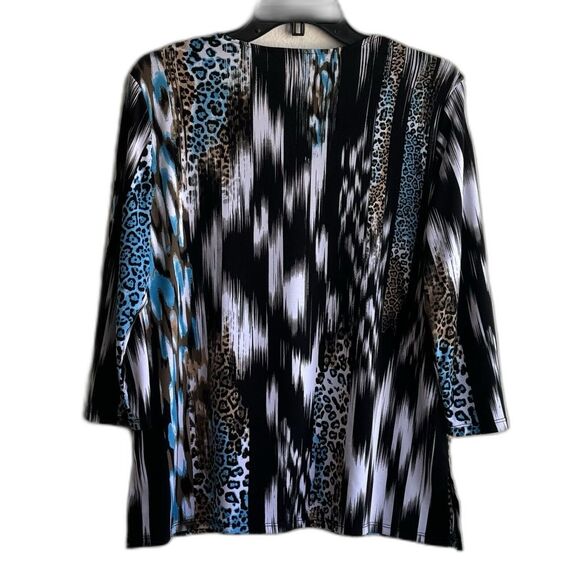 Allison Daley Knit Top Blouse Animal Print Sz Small Petite 3/4 Sleeves Stretch - Picture 3 of 6